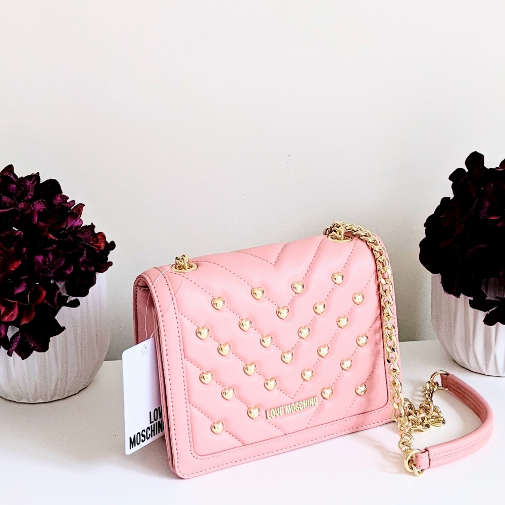 NWT Love Moschino Pink Chevron Quilted Bag - Picture 7 of 12